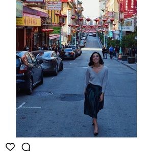 Ann Taylor Factory Emerald Midi Pleated Skirt